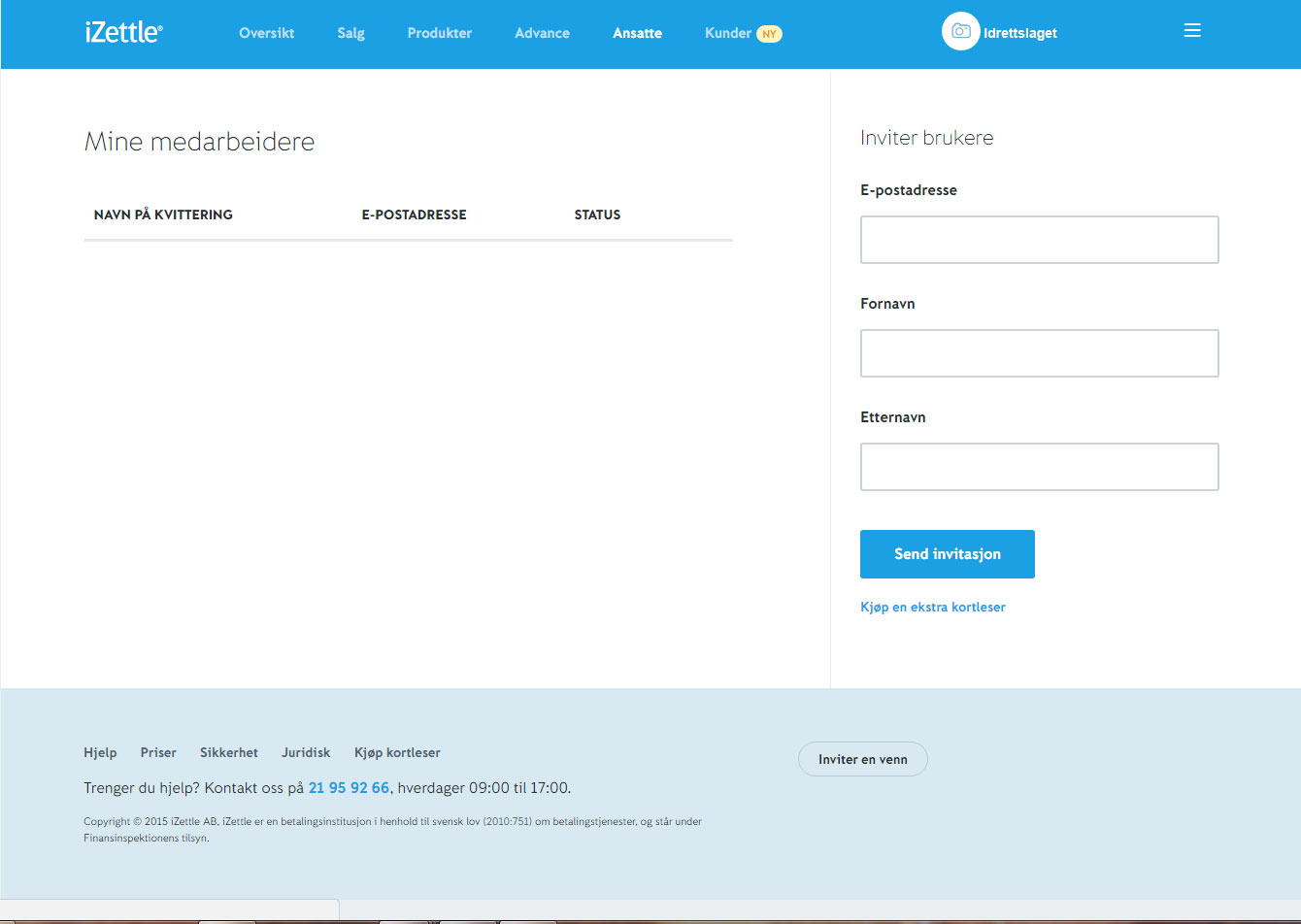 iZettle skjermdump